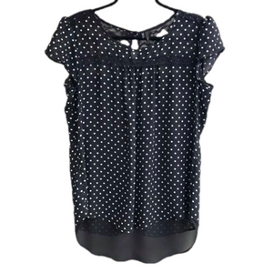 Maurice’s Blouse Dainty Black and White Sheer Polka Dot Size L